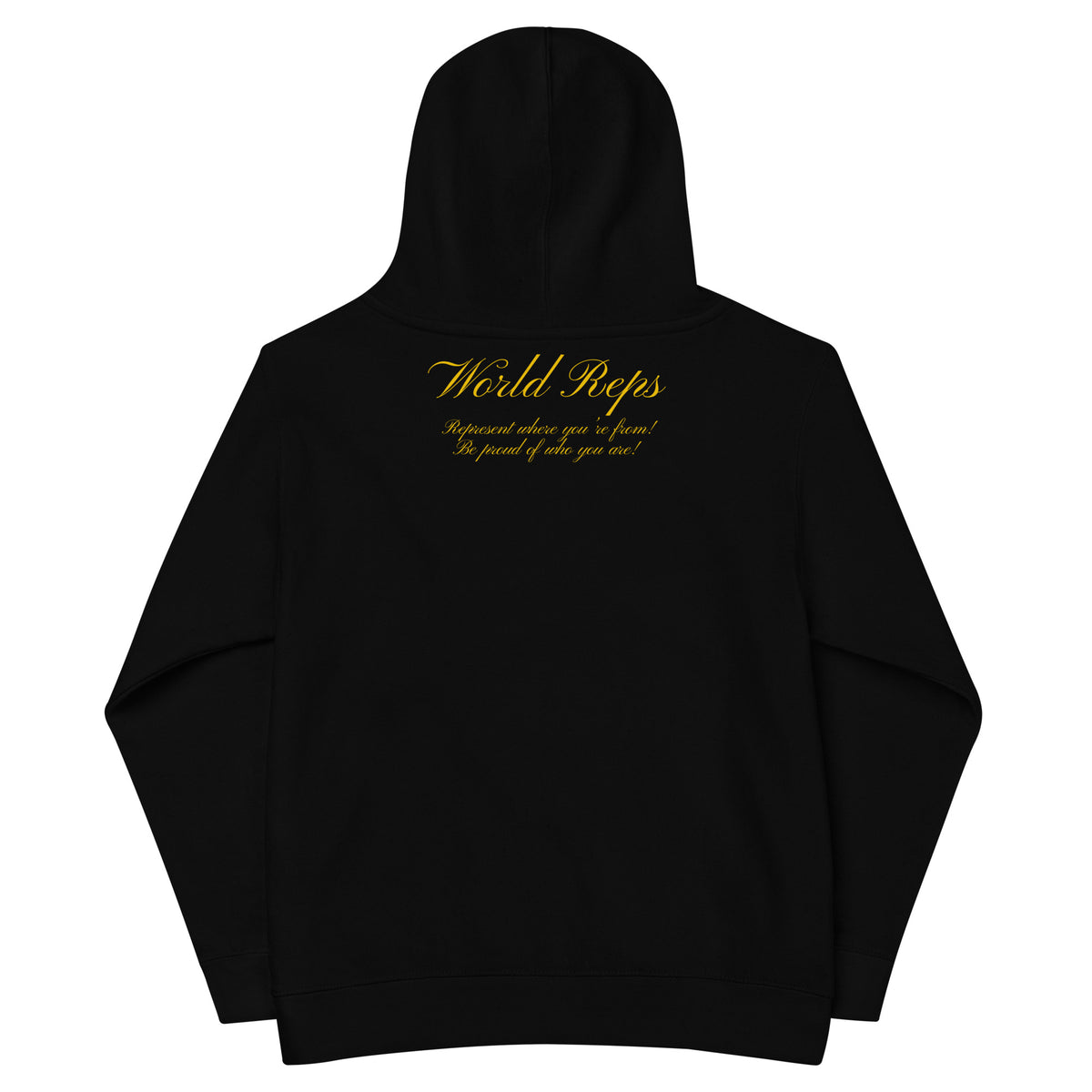 Canada Unity kids fleece hoodie in black, back view — World Reps Apparel
