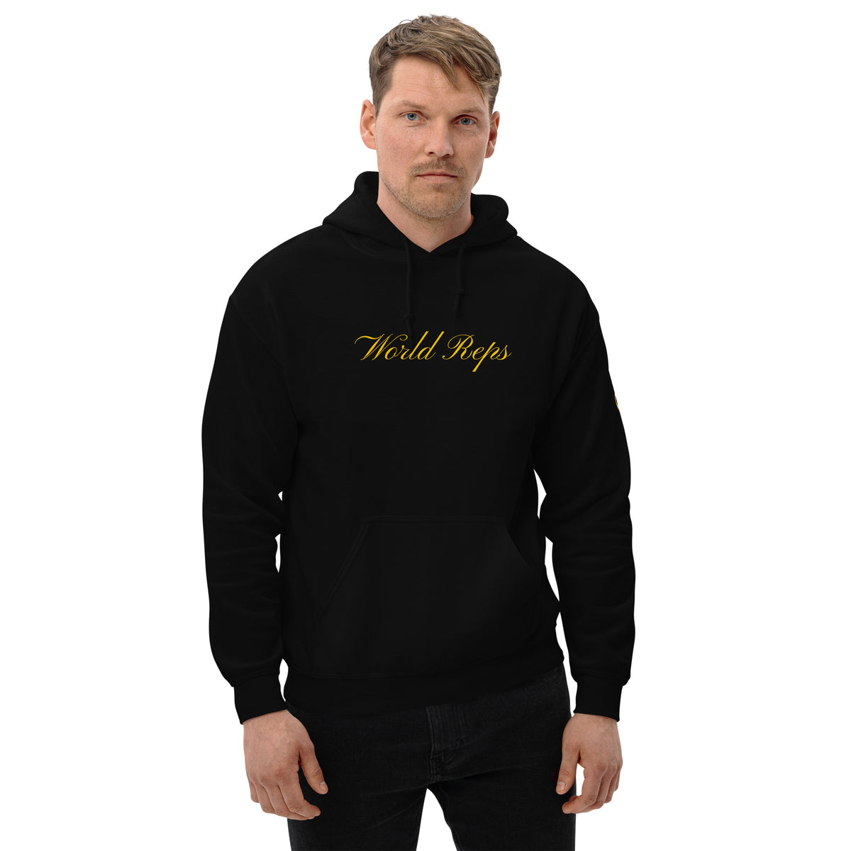 Greece Legacy unisex pullover hoodie in black, front view, fifth image — World Reps Apparel