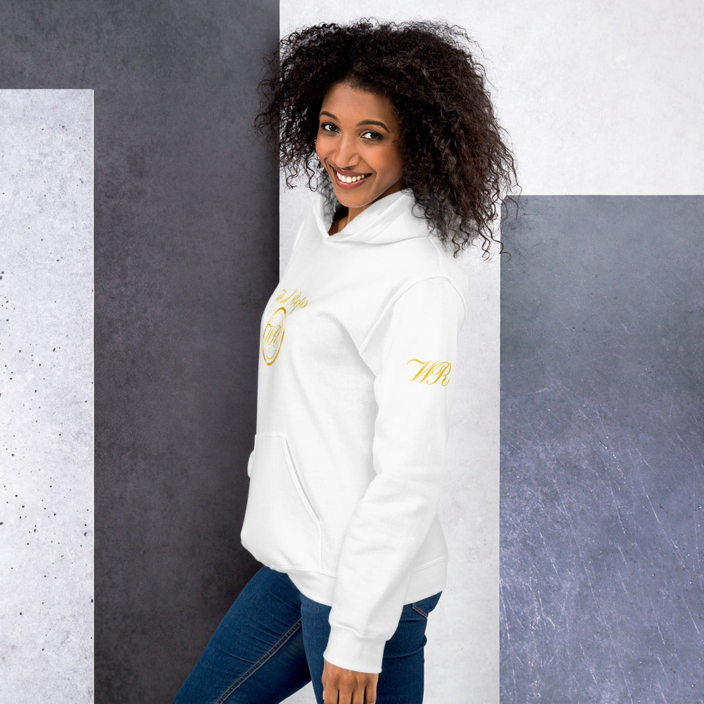 World Reps Trinity unisex pullover hoodie in white, left side view — World Reps Apparel