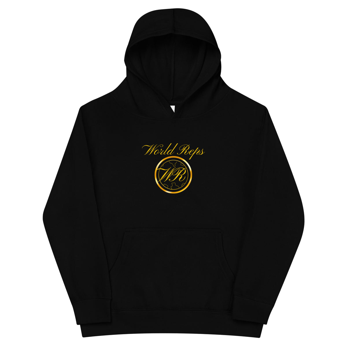 USA Trinity kids fleece hoodie in black, front view — World Reps Apparel