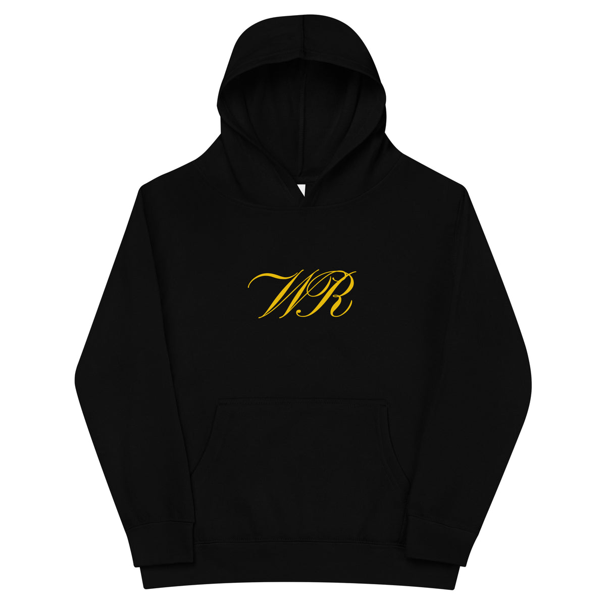 World Reps Patriot kids fleece hoodie in black, front view — World Reps Apparel