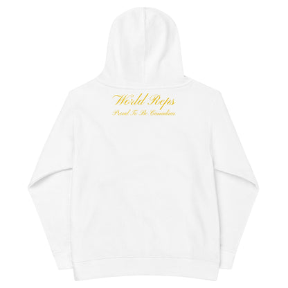Canada Patriot kids fleece hoodie in white, back view, second image — World Reps Apparel