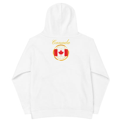 Canada Trinity kids fleece hoodie in white, back view, second image — World Reps Apparel