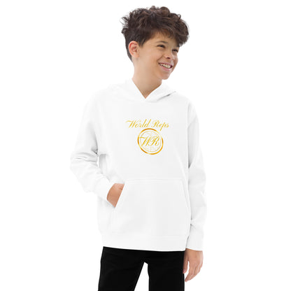 Canada Trinity kids fleece hoodie in white, front view — World Reps Apparel