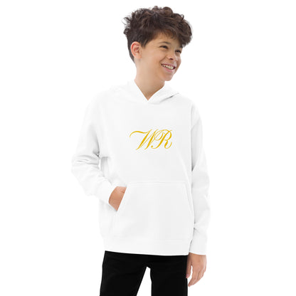 World Reps Patriot kids fleece hoodie in white, front view — World Reps Apparel