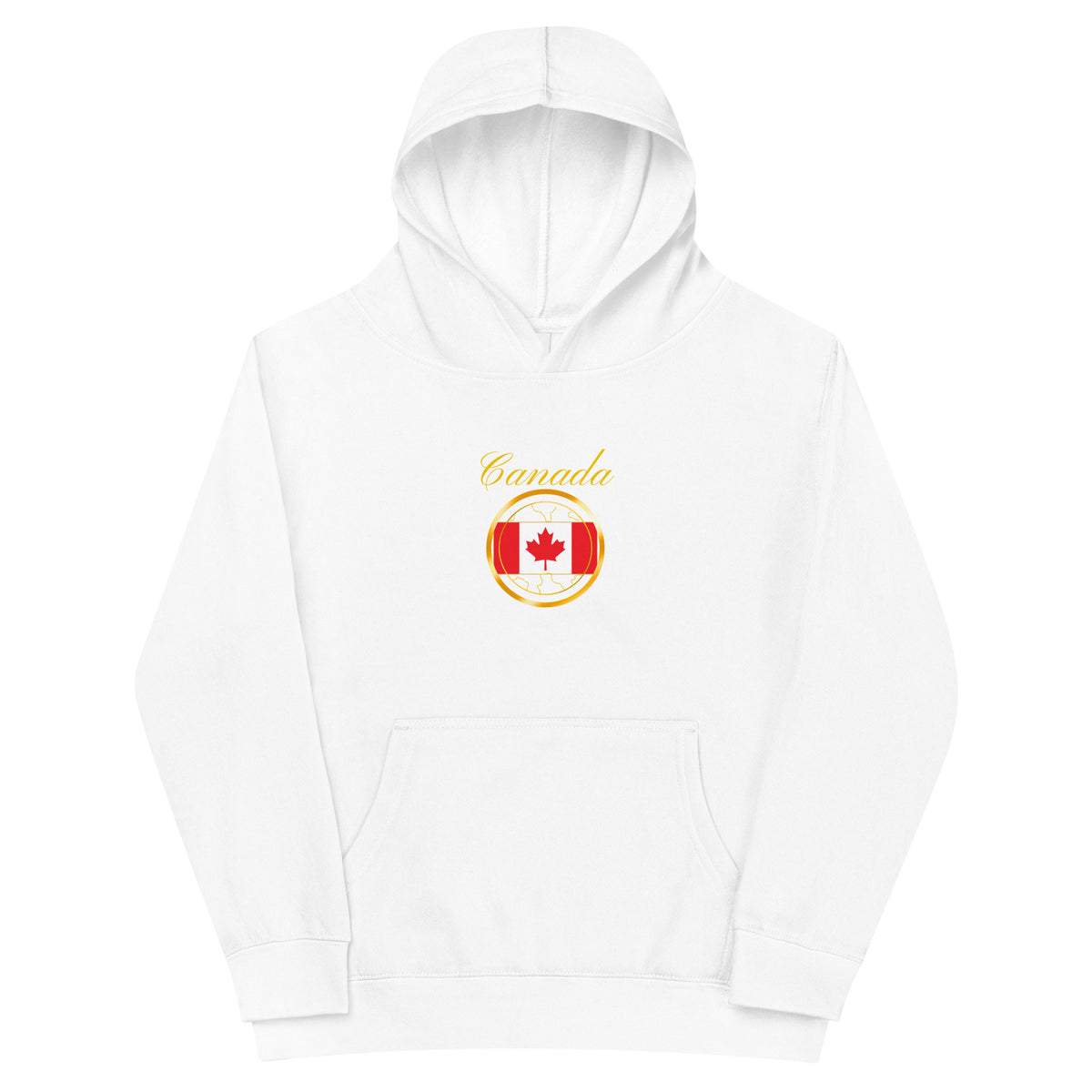 Canada Patriot kids fleece hoodie in white, front view, second image — World Reps Apparel