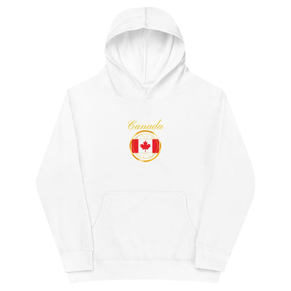 Canada Unity kids fleece hoodie in white, front view, second image — World Reps Apparel