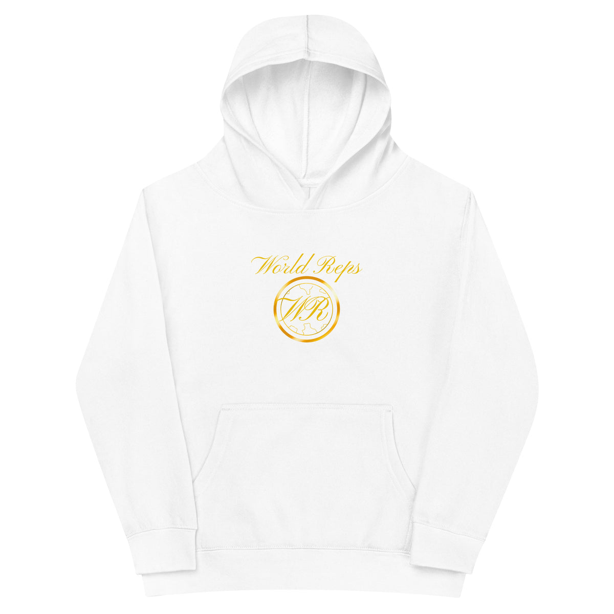 USA Trinity kids fleece hoodie in white, front view, second image — World Reps Apparel