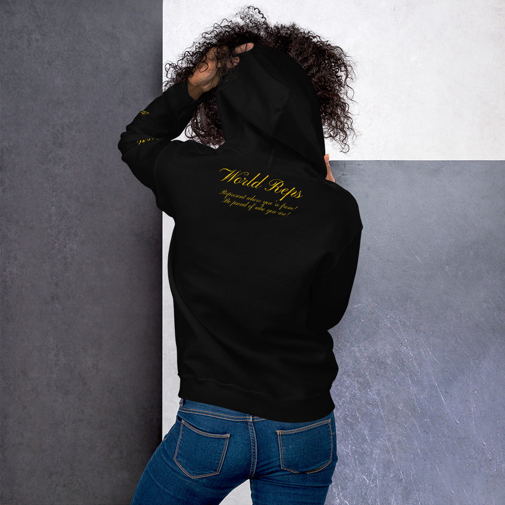 World Reps Trinity unisex pullover hoodie in black, back view, second image — World Reps Apparel