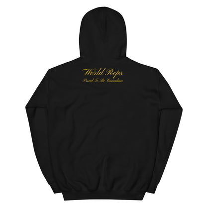 Canada Legacy unisex pullover hoodie in black, back view — World Reps Apparel