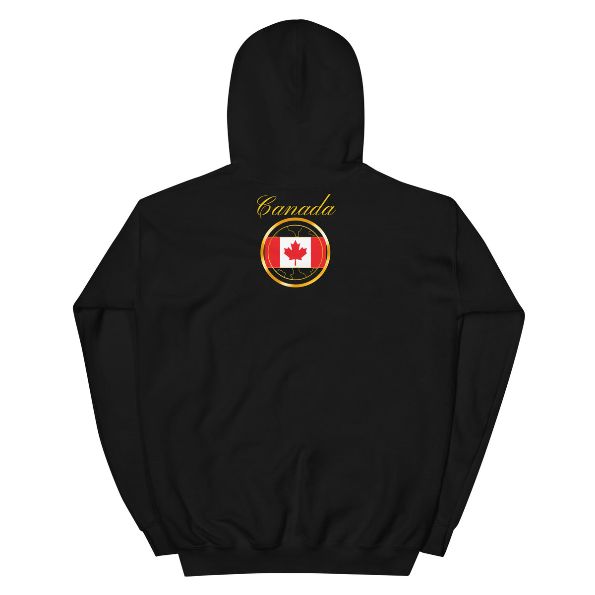 Canada Trinity unisex pullover hoodie in black, back view — World Reps Apparel