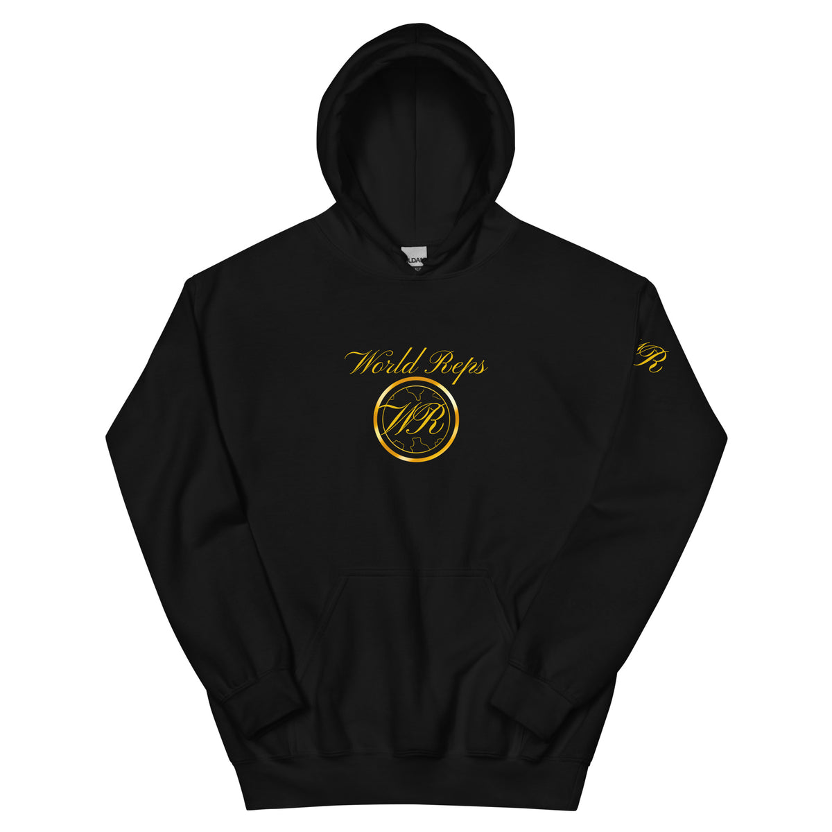 World Reps Trinity unisex pullover hoodie in black, front view — World Reps Apparel