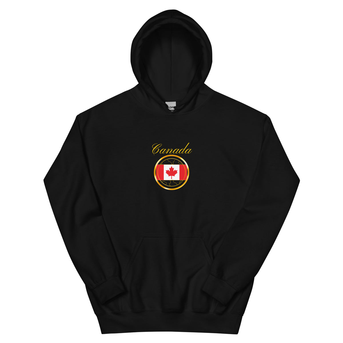 Canada Unity unisex pullover hoodie in black, front view — World Reps Apparel