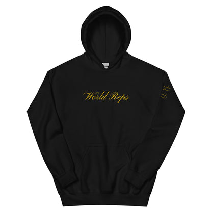 World Reps Legacy unisex pullover hoodie in black, front view — World Reps Apparel