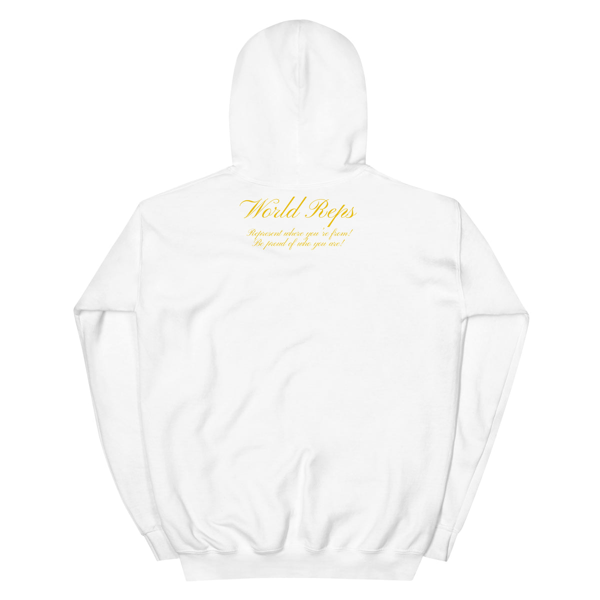 World Reps Trinity unisex pullover hoodie in white, back view — World Reps Apparel