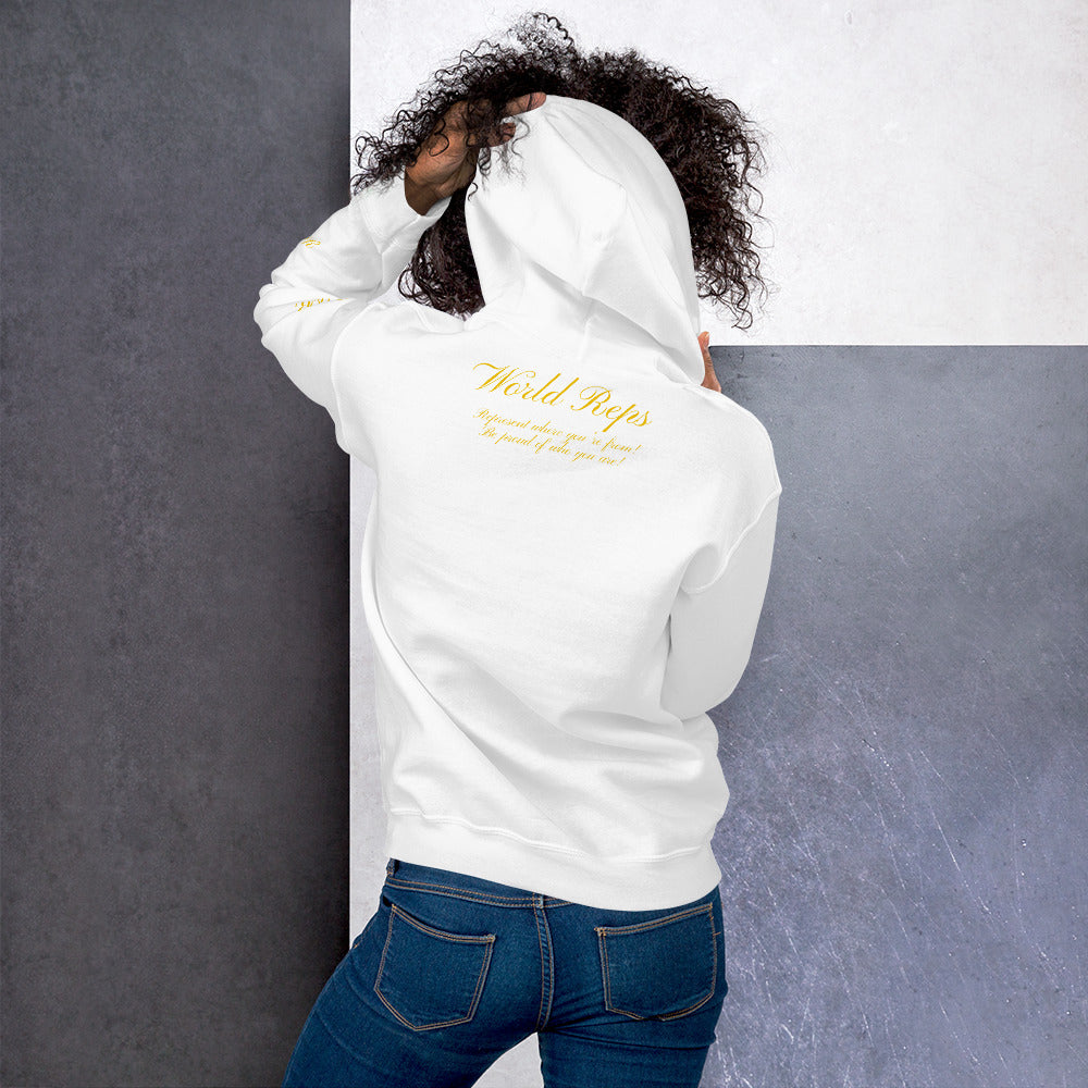 World Reps Trinity unisex pullover hoodie in white, back view, second image — World Reps Apparel
