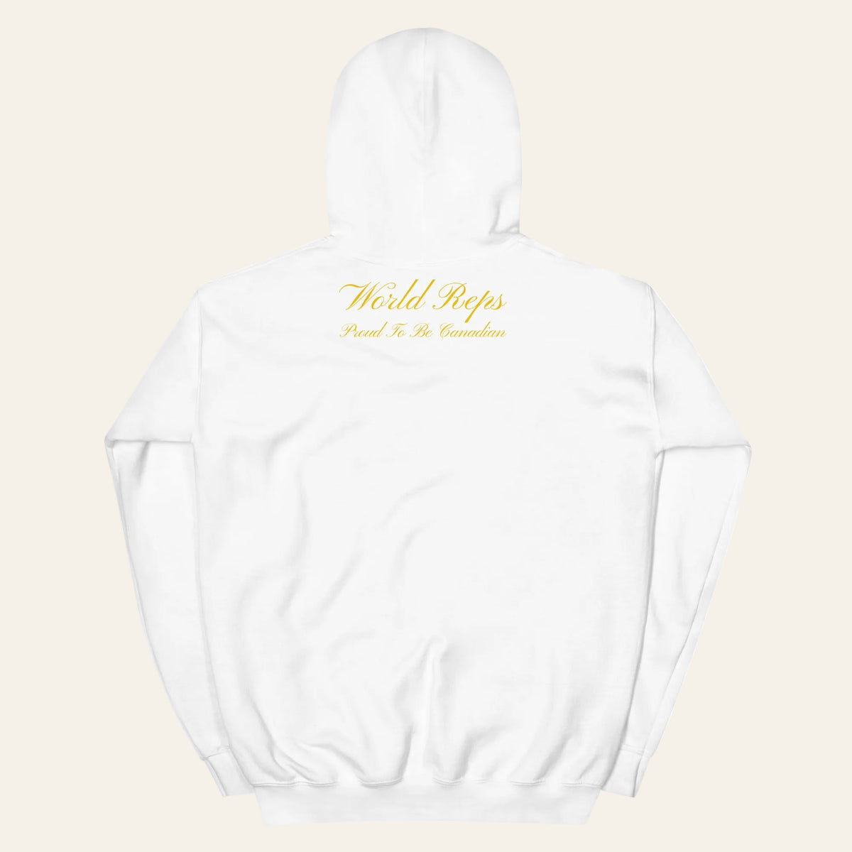 Canada Legacy unisex pullover hoodie in white, back view — World Reps Apparel