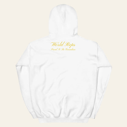 Canada Legacy unisex pullover hoodie in white, back view — World Reps Apparel