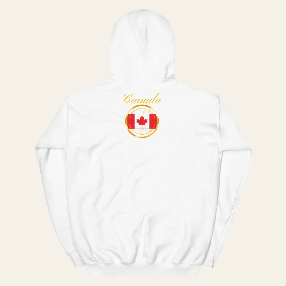 Canada Trinity unisex pullover hoodie in white, back view — World Reps Apparel