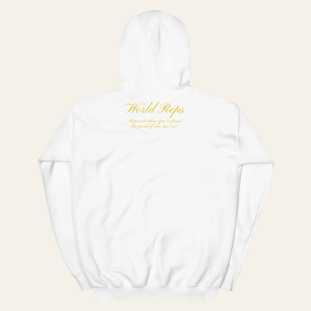 USA Unity unisex pullover hoodie in white, back view — World Reps Apparel