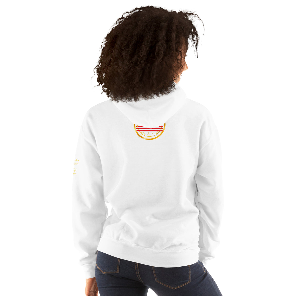 USA Trinity unisex pullover hoodie in white, back view, second image — World Reps Apparel