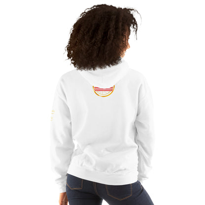 USA Trinity unisex pullover hoodie in white, back view, second image — World Reps Apparel
