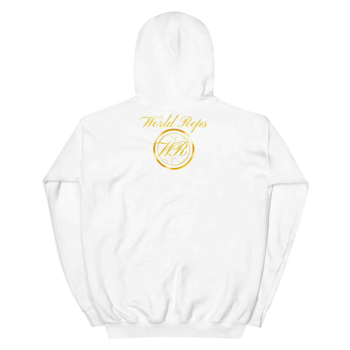World Reps Patriot unisex pullover hoodie in white, back view — World Reps Apparel