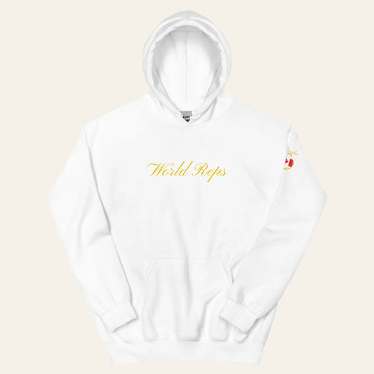 Canada Legacy unisex pullover hoodie in white, front view — World Reps Apparel