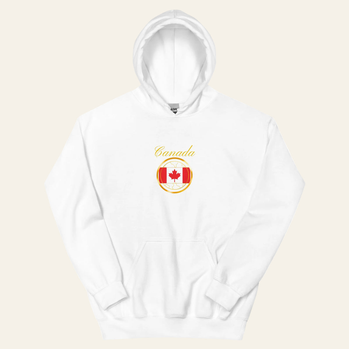 Canada Unity unisex pullover hoodie in white, front view — World Reps Apparel