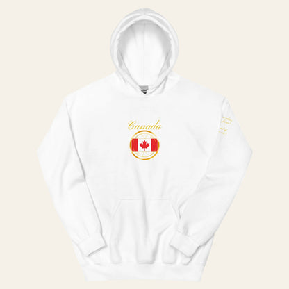 Canada Patriot unisex pullover hoodie in white, front view — World Reps Apparel