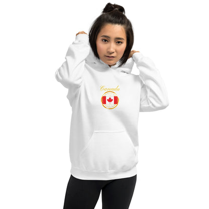 Canada Patriot unisex pullover hoodie in white, front view, second image — World Reps Apparel