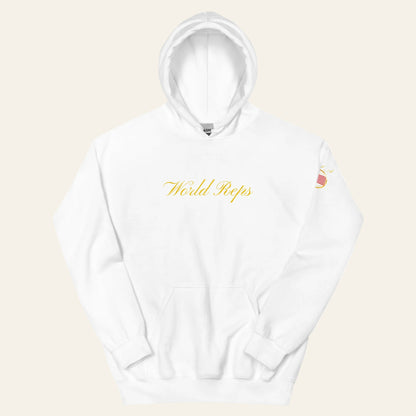 USA Legacy unisex pullover hoodie in white, front view — World Reps Apparel