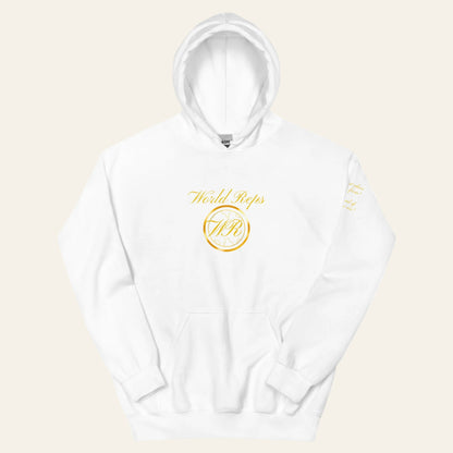 USA Trinity unisex pullover hoodie in white, front view — World Reps Apparel
