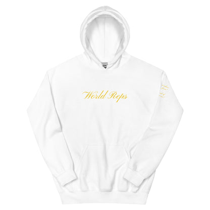 World Reps Legacy unisex pullover hoodie in white, front view — World Reps Apparel