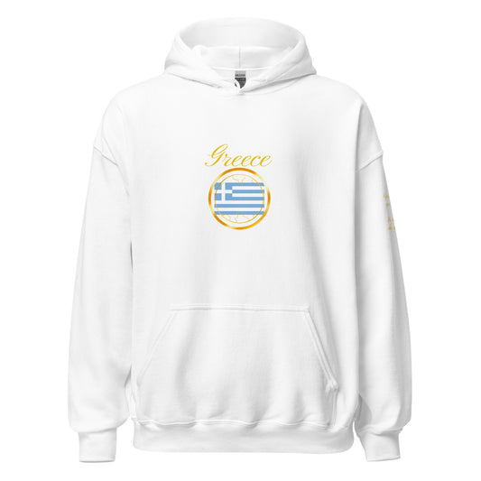 Greece Patriot unisex pullover hoodie in white, front view — World Reps Apparel