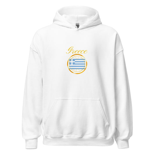 Greece Unity unisex pullover hoodie in white, front view — World Reps Apparel