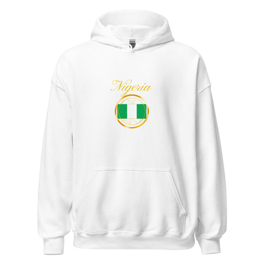 Nigeria Unity unisex pullover hoodie in white, front view — World Reps Apparel