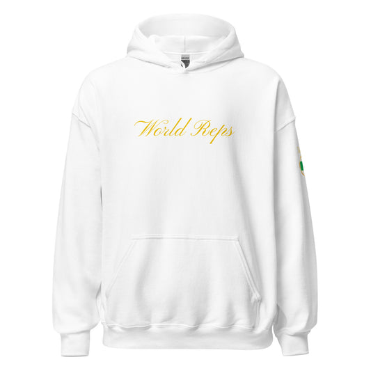 Nigeria Legacy unisex pullover hoodie in white, front view — World Reps Apparel