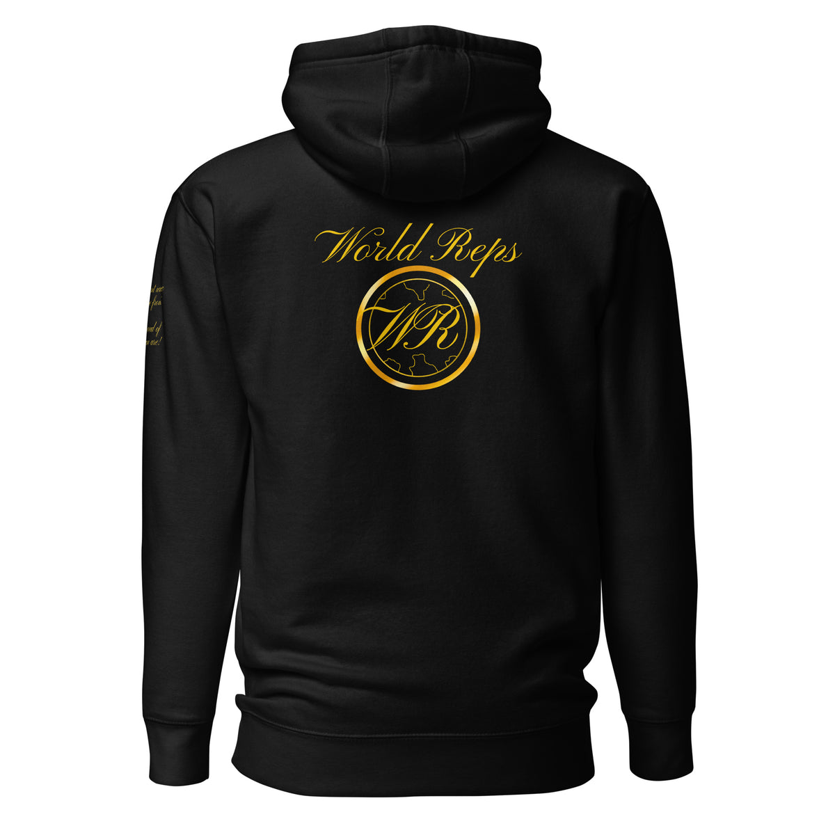 World Reps Patriot unisex fitted pullover hoodie in black, back view — World Reps Apparel