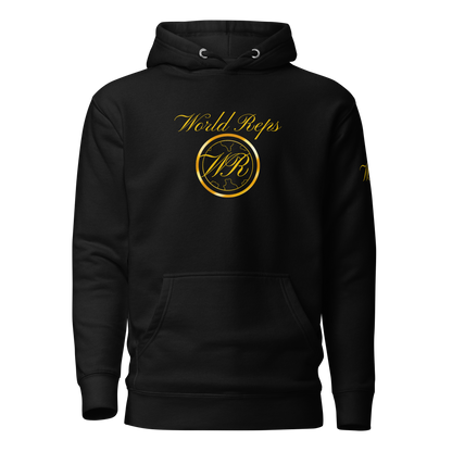 World Reps Trinity unisex fitted pullover hoodie in black, front view — World Reps Apparel