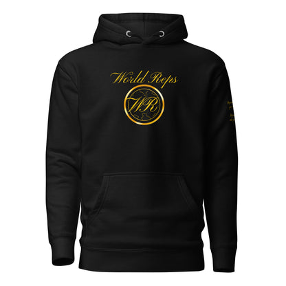Canada Trinity unisex fitted pullover hoodie in black, front view — World Reps Apparel