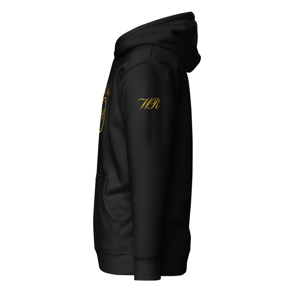 World Reps Trinity unisex fitted pullover hoodie in black, left side view — World Reps Apparel