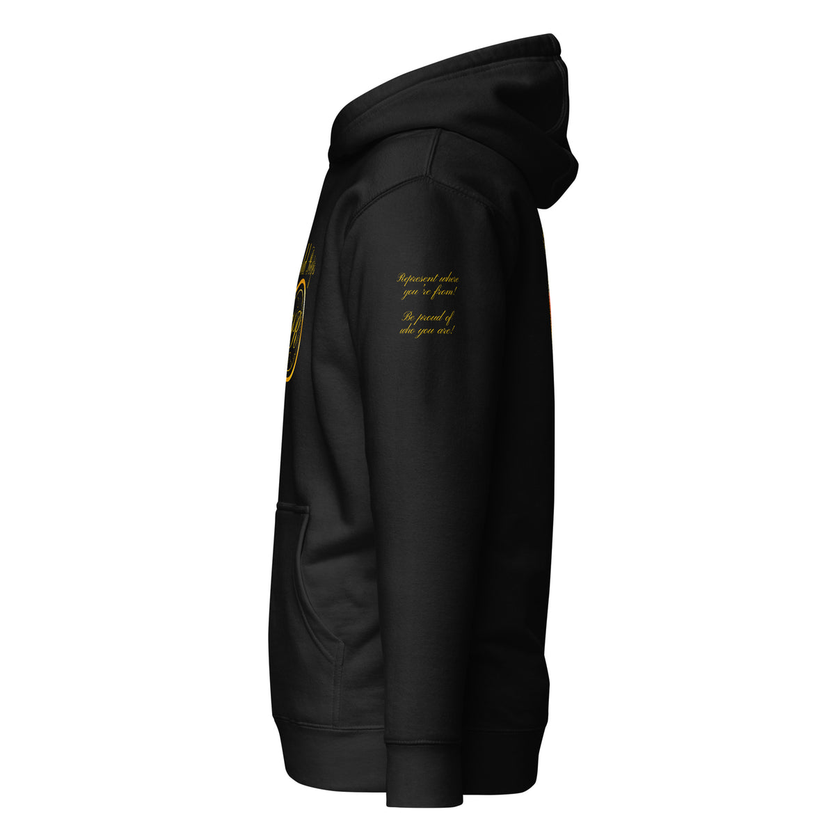 Canada Trinity unisex fitted pullover hoodie in black, left side view — World Reps Apparel