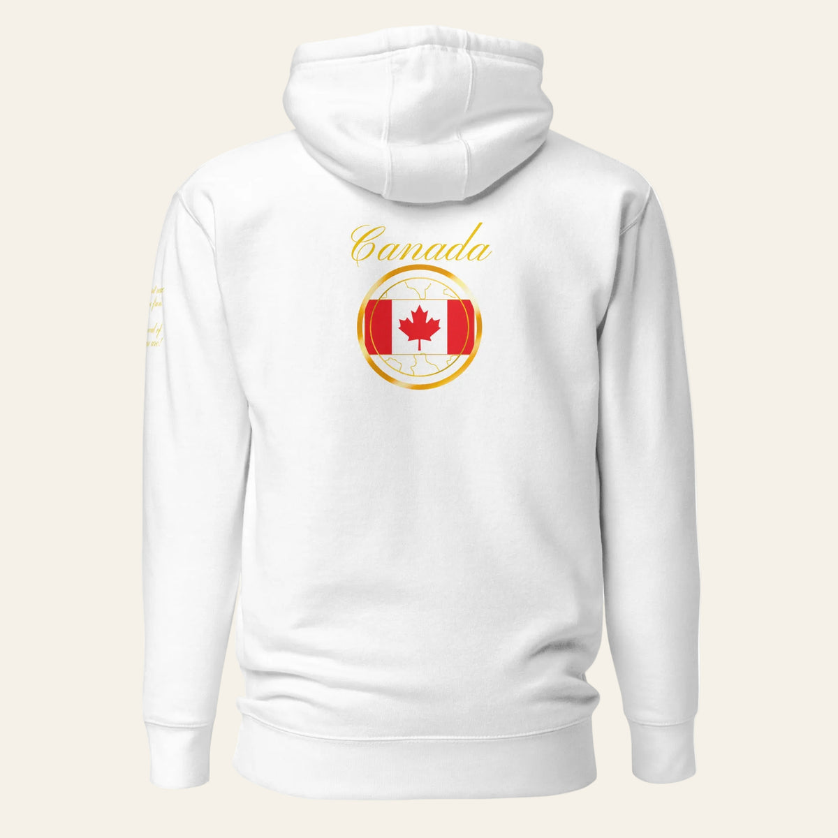 Canada Trinity unisex fitted pullover hoodie in white, back view — World Reps Apparel