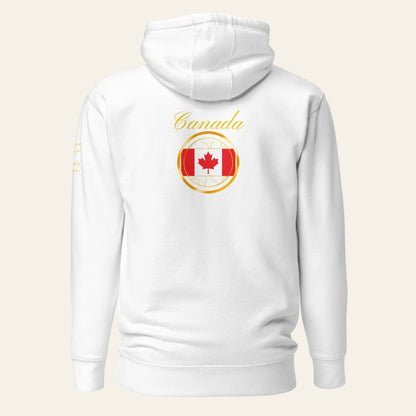 Canada Trinity unisex fitted pullover hoodie in white, back view — World Reps Apparel