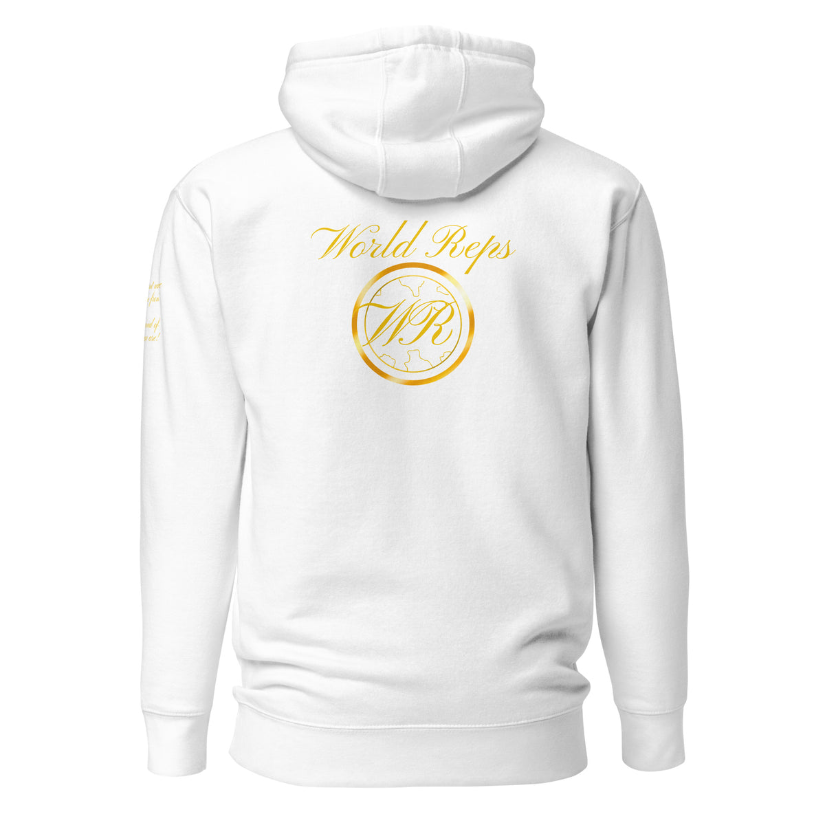 World Reps Patriot unisex fitted pullover hoodie in white, back view — World Reps Apparel