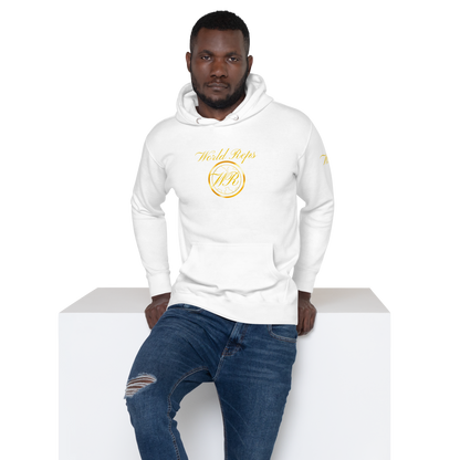 World Reps Trinity unisex fitted pullover hoodie in white, front view, second image — World Reps Apparel