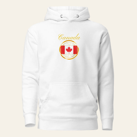 Canada Unity unisex fitted pullover hoodie in white, front view — World Reps Apparel