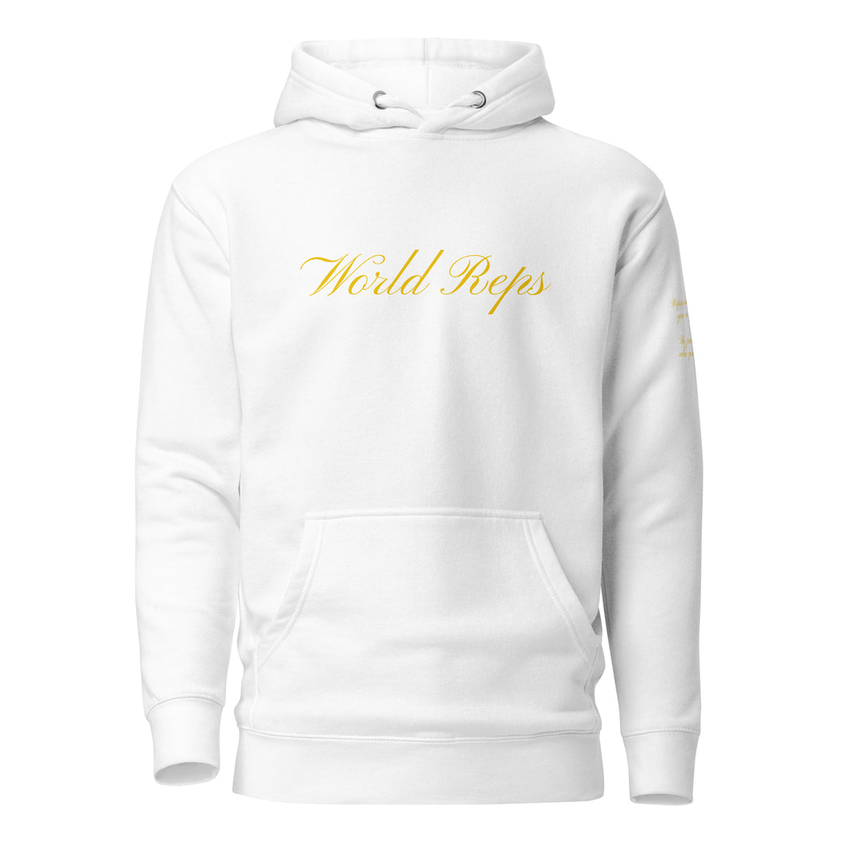 World Reps Legacy unisex fitted pullover hoodie in white, front view — World Reps Apparel