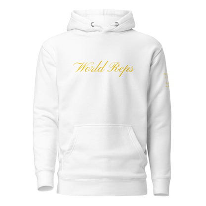 World Reps Legacy unisex fitted pullover hoodie in white, front view — World Reps Apparel